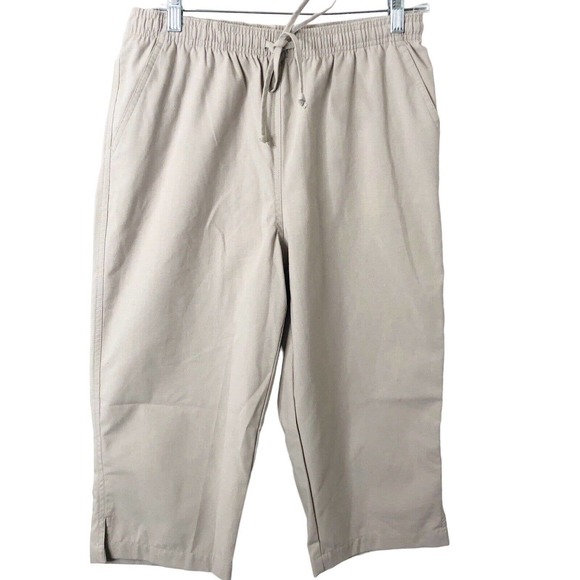 Hasting & Smith NWT Women's Tan Pull On Cropped Pants w/Drawstring Size Small - Picture 1 of 7
